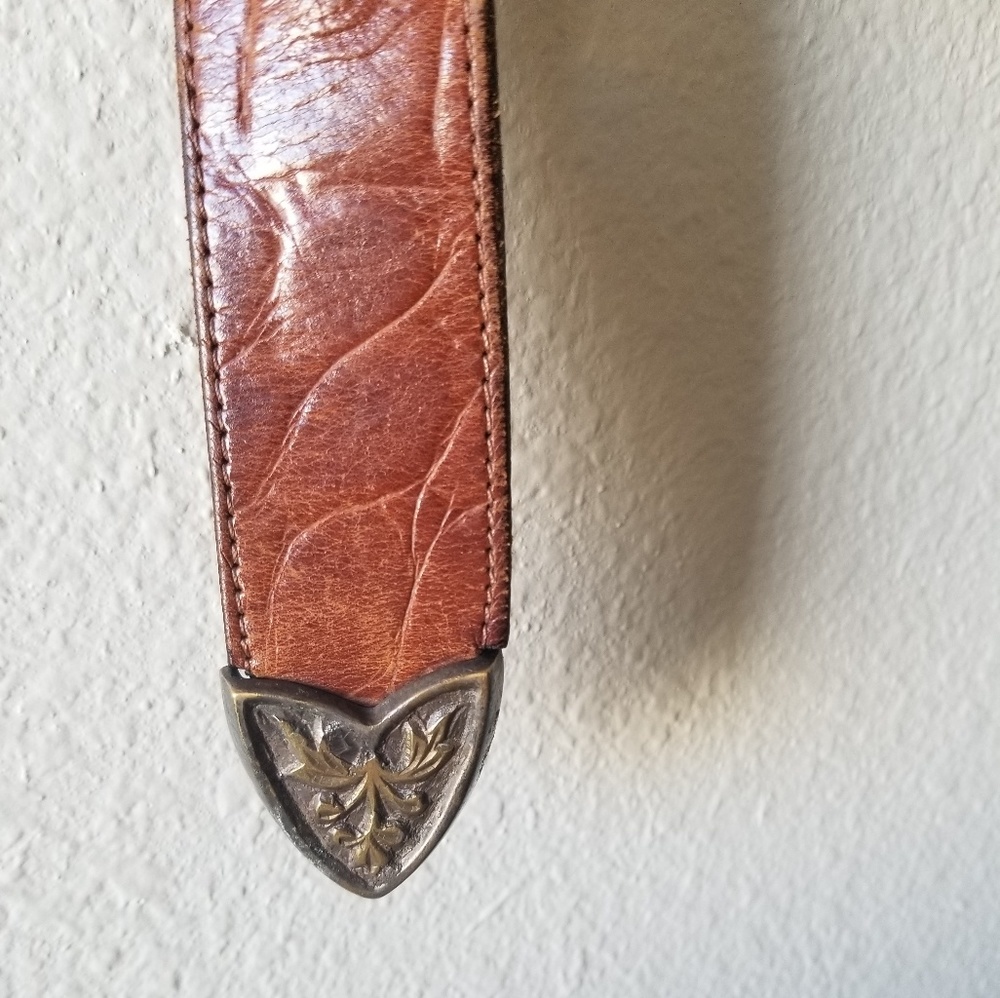 Retro vintage genuine brown leather belt - Picture 7 of 8